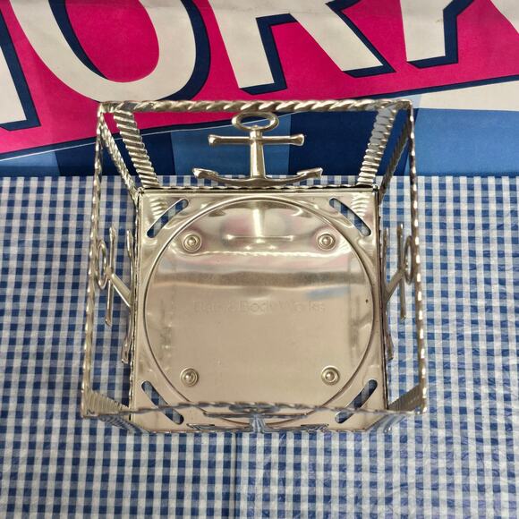 BBW Silver Anchor Nautical Coastal Metal Large 3 Wick Candle Holder - Picture 3 of 4
